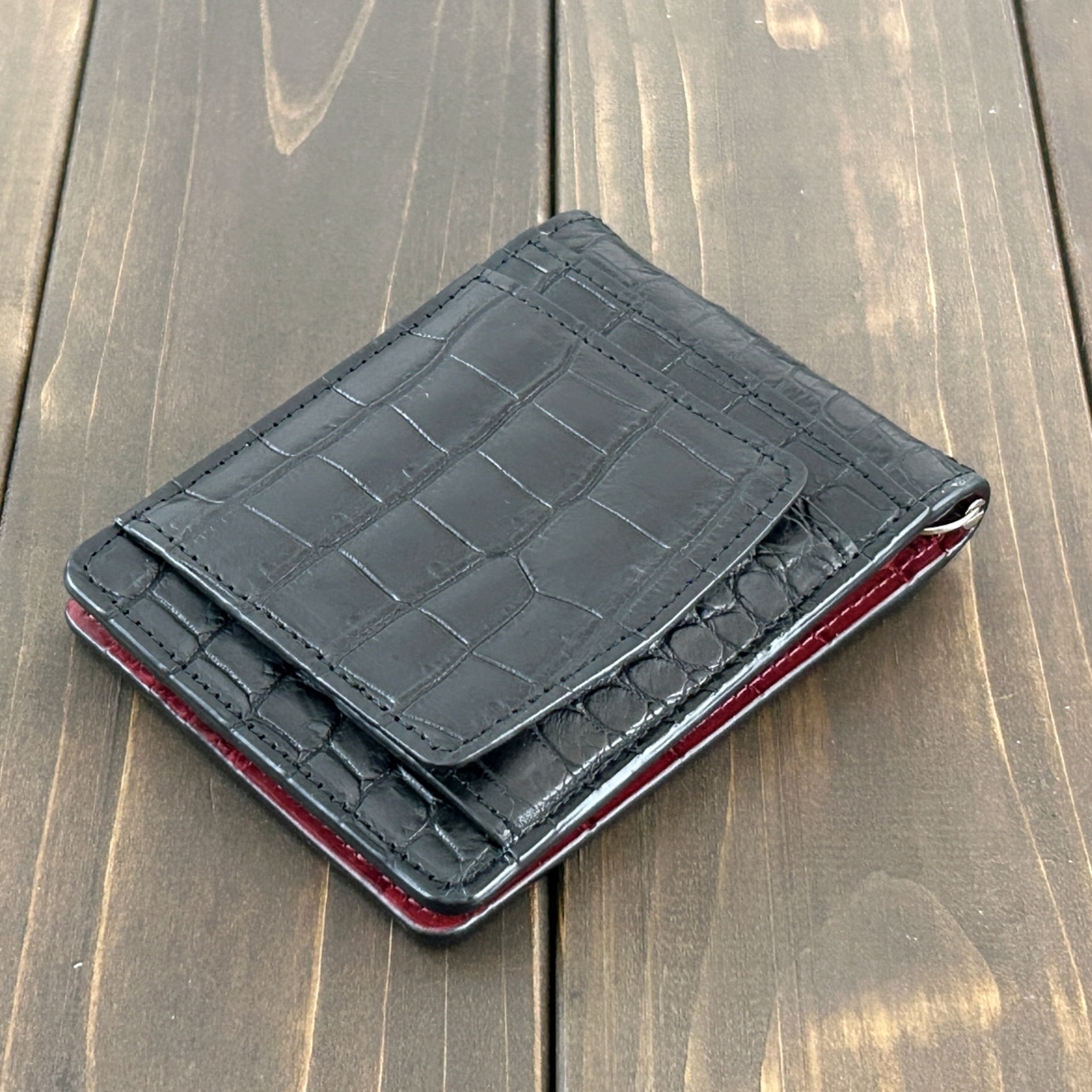 クロコダイル 無双 マネークリップ ブラック × カーディナルレッド