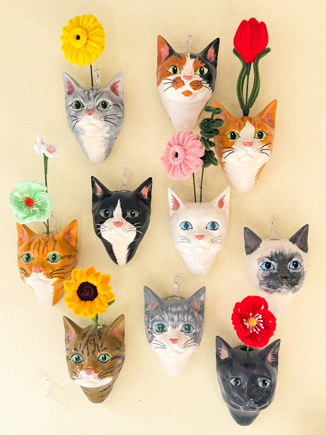 CAT WALL FLOWER VASE【ART】