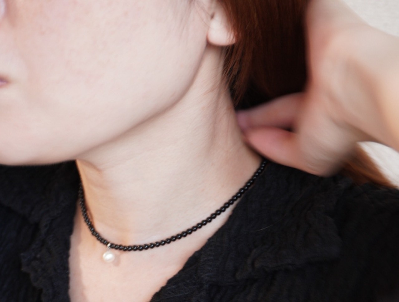 【 WAVE 】onyx × PURE point necklace