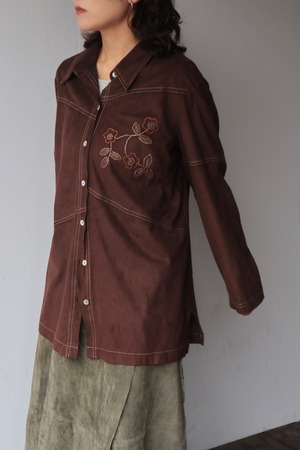 embroidery suède shirt