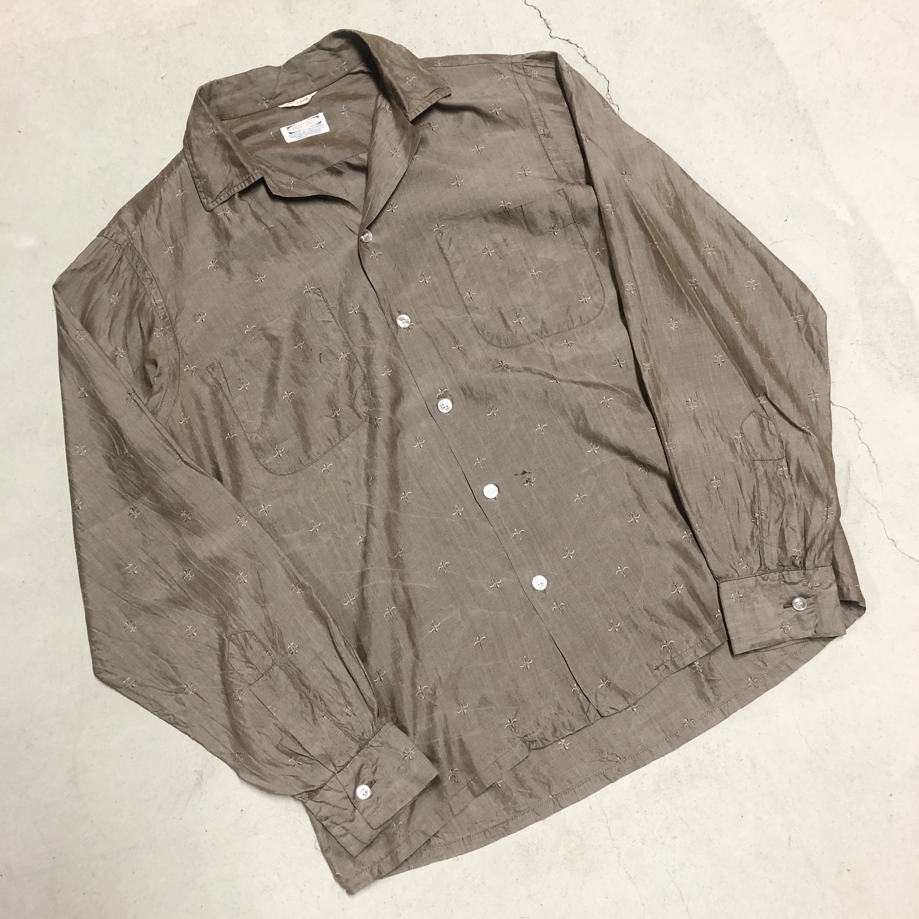 ⊕1960'S PILGRIM BROWN SILK SHIRT | safarionline