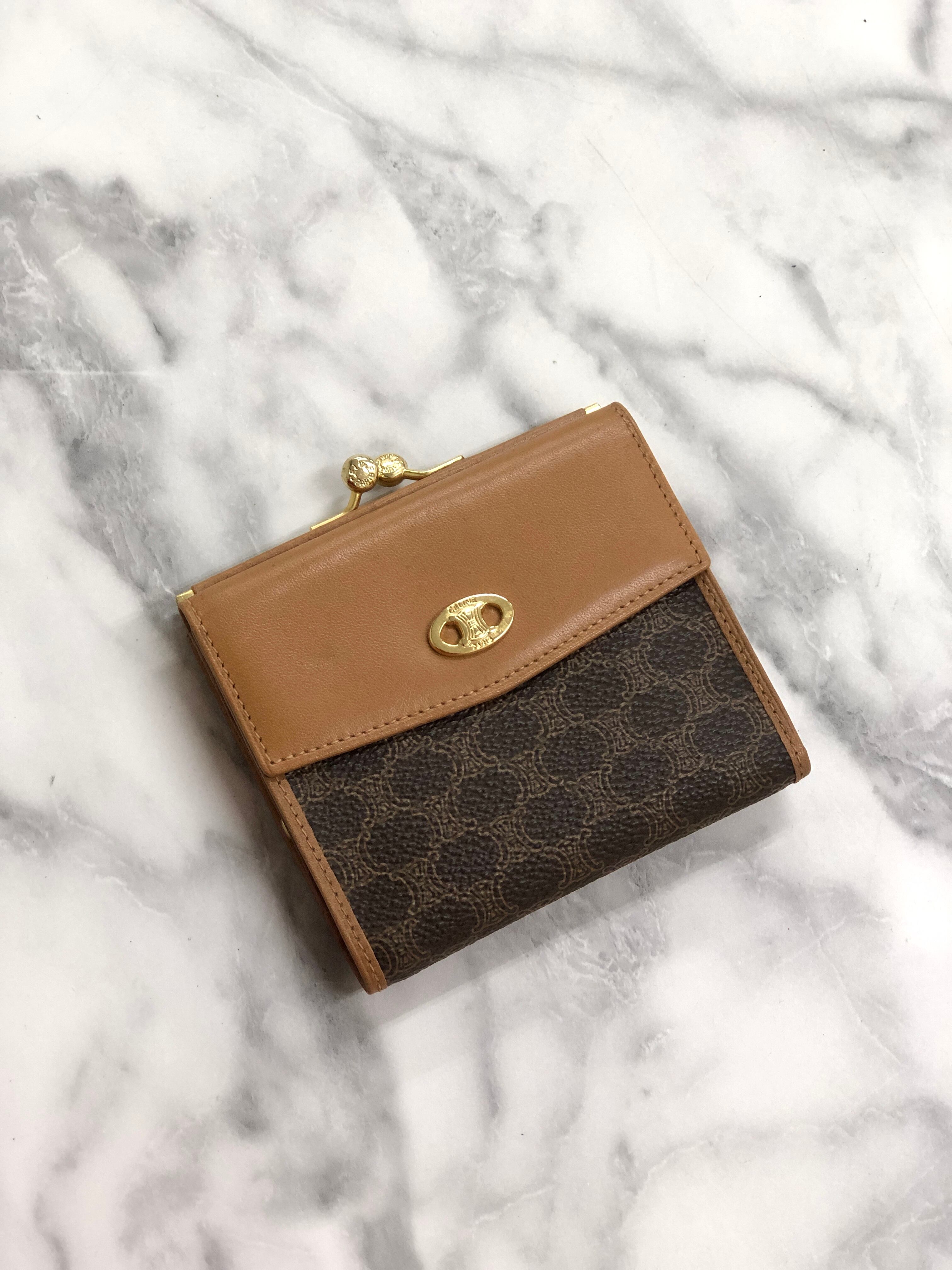 CELINE セリーヌ ヴィンテージ 財布 マカダム ブラゾン ブラ