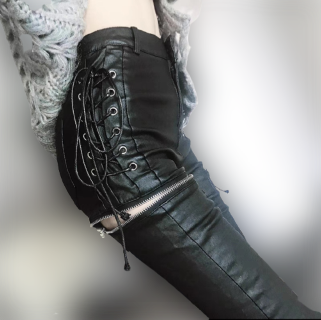 SIDE ZIPP FAKELEATHER PANTS / GOTHIC ARMS