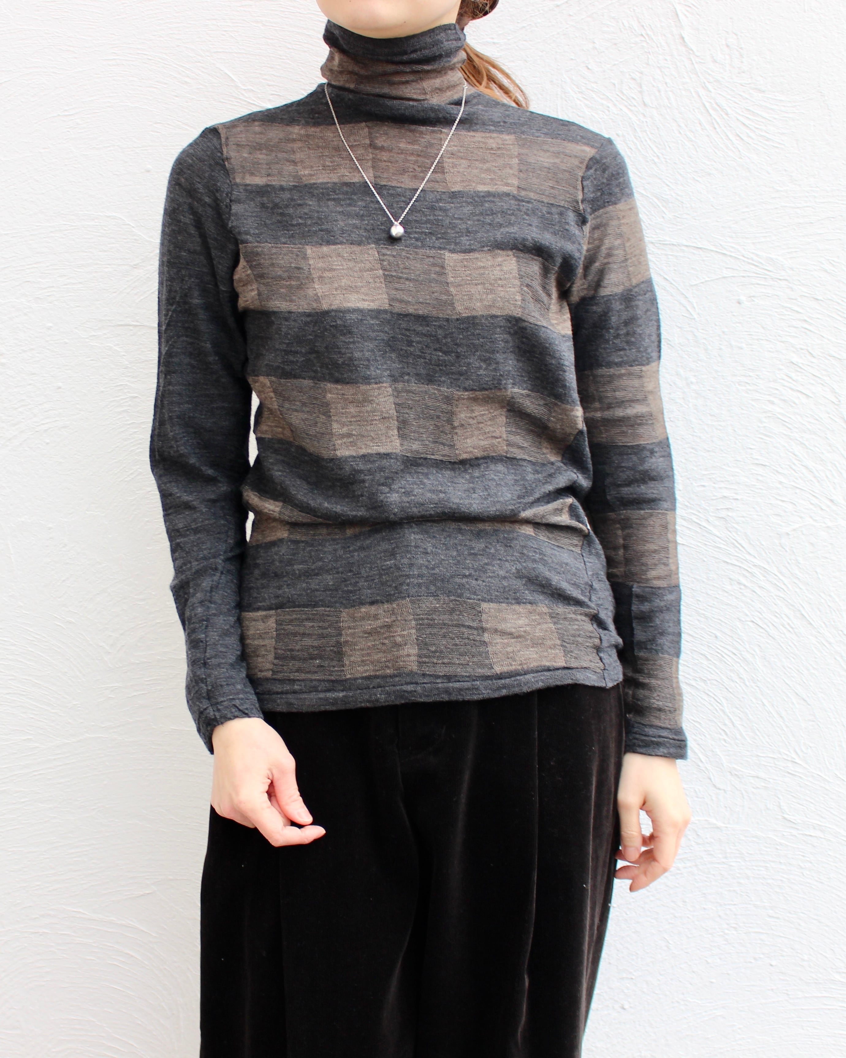 pas de calais/check turtleneck pullover