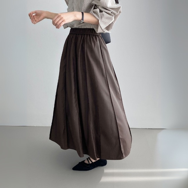 Aライン フェイクレザー ロングスカート ◆2color　204401