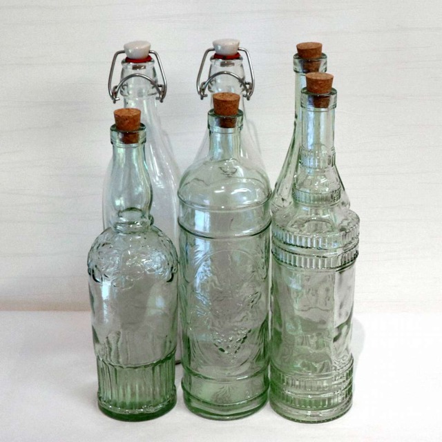 スペイン製・ガラス瓶・6本セット・No.200407-52・梱包サイズ80