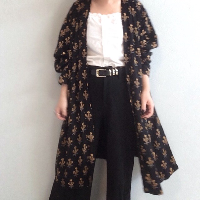 80s fleur-de-lis print robe