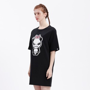 【HIPANDA ハイパンダ】レディース スパンコール Tシャツ ワンピース WOMEN'S SEQUINS SHORT SLEEVED LONG T-SHIRT / WHITE・BLACK