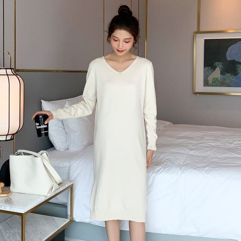 【新作】【送料無料】 1605＃秋冬ニットマタニティストレートドレスルーズドレス服妊婦スリム妊娠 オータム 秋物 ウィンター 冬物 AL expec491433828452