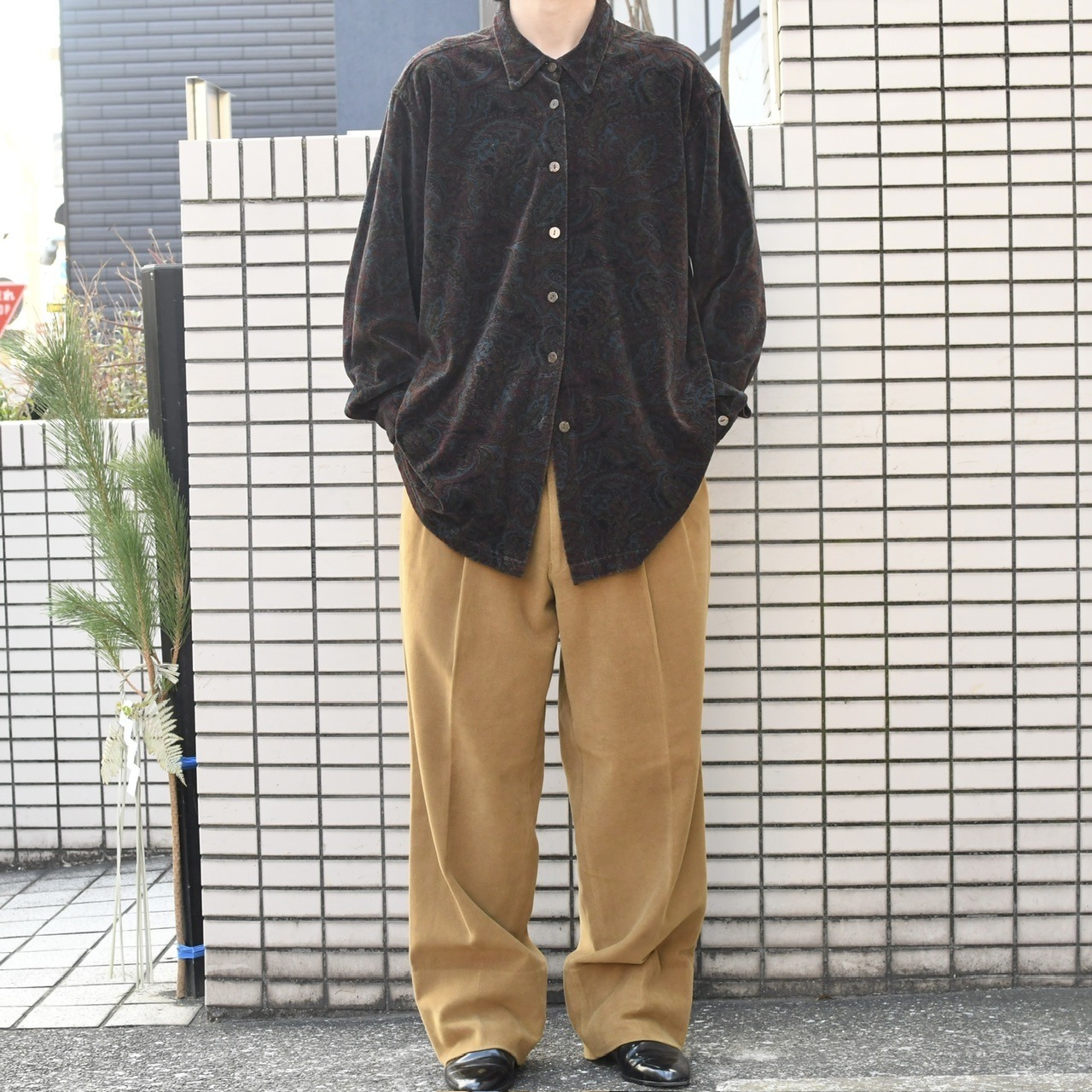 paisley pattern velour shirt