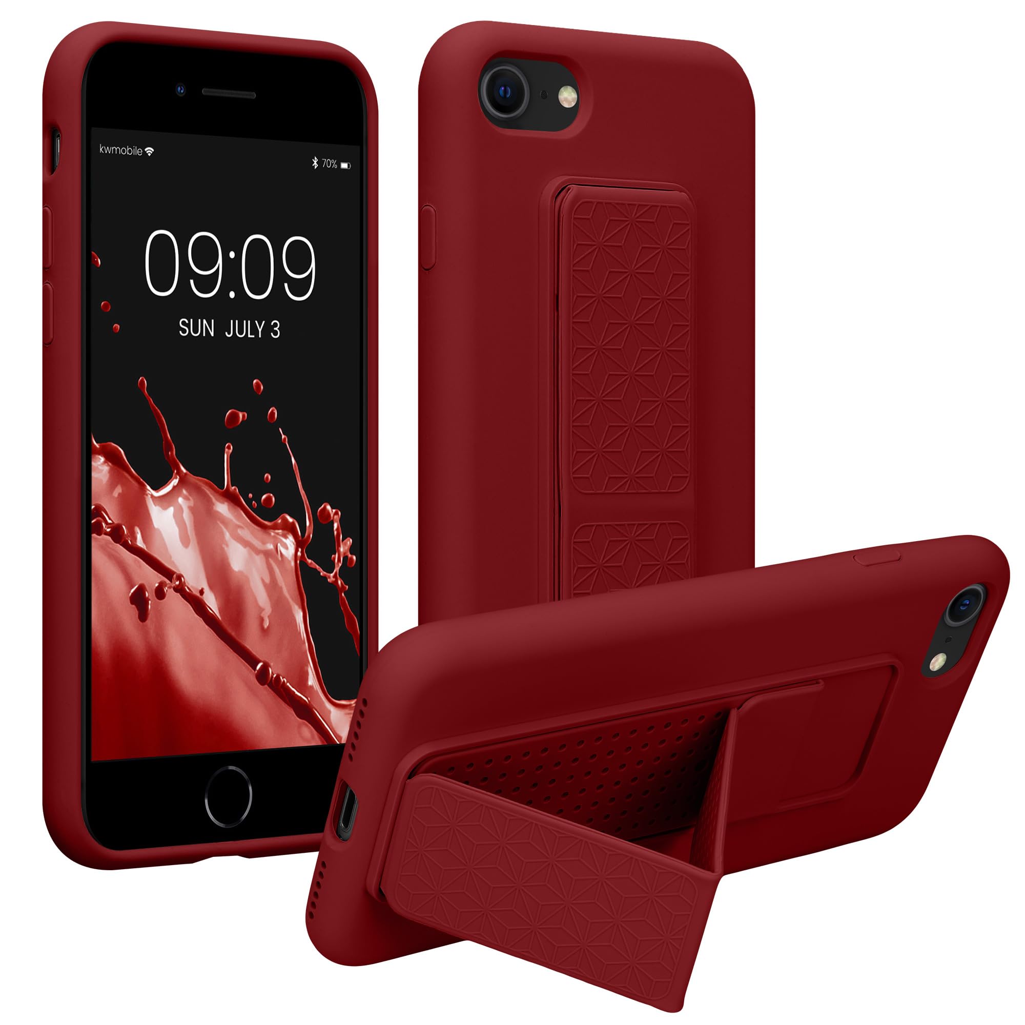 kwmobile Apple iPhone SE3 / iPhone SE2 / iPhone SE (2022) / iPhone SE (2020) / iPhone 8 / iPhone 7対応 ケース - スマホ スタンド 保護ケース スマホカバー TPUケース - ルバーブレッド