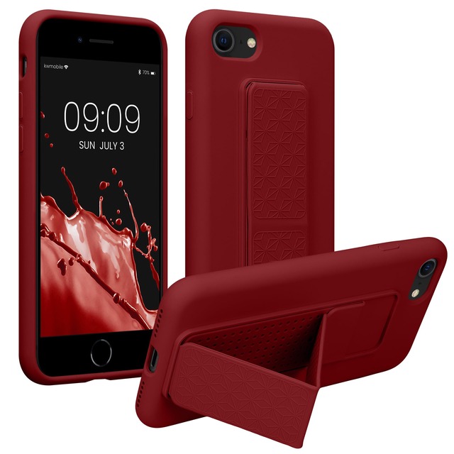 kwmobile Apple iPhone SE3 / iPhone SE2 / iPhone SE (2022) / iPhone SE (2020) / iPhone 8 / iPhone 7対応 ケース - スマホ スタンド 保護ケース スマホカバー TPUケース - ルバーブレッド