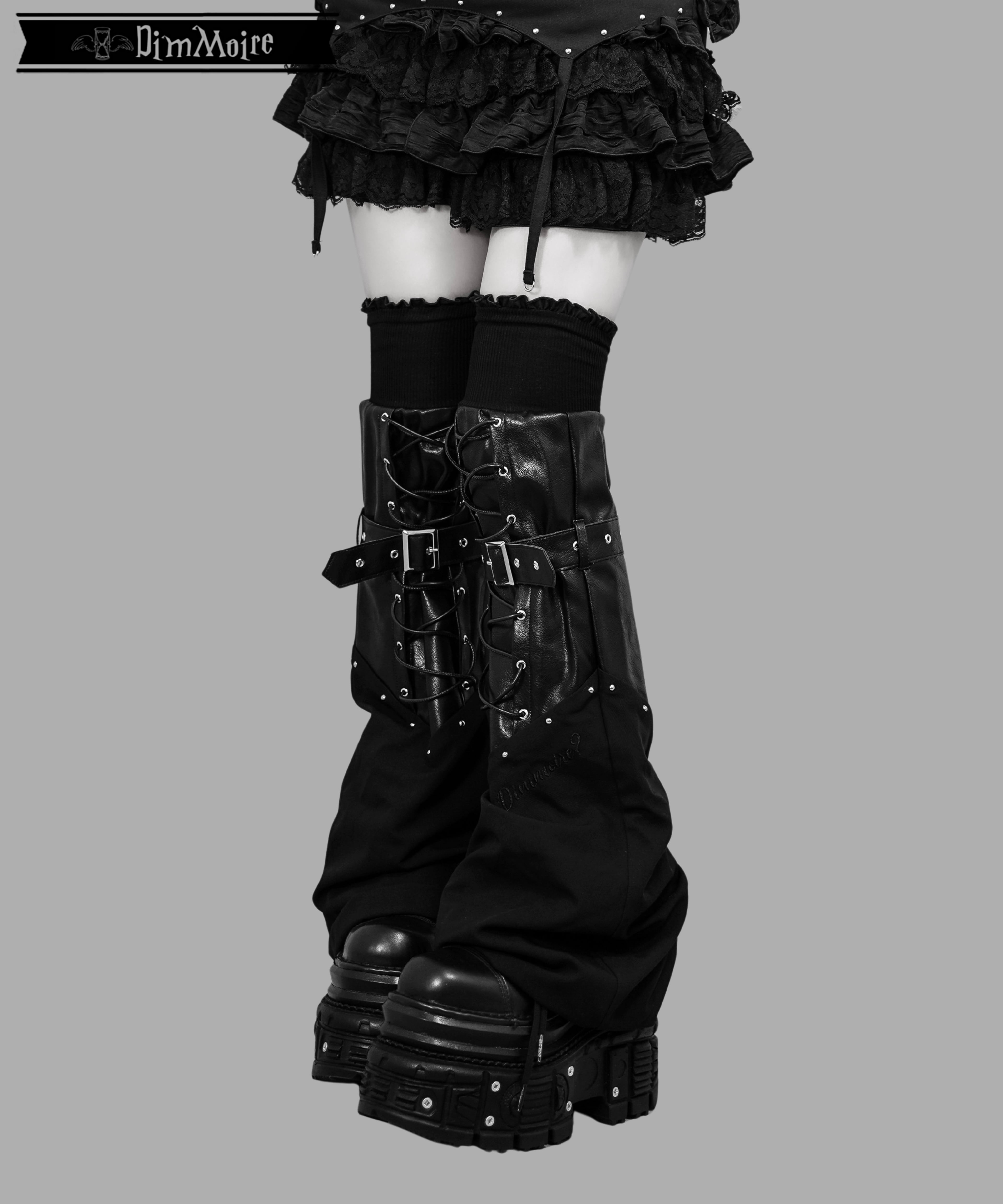 Dim Moire 十字の誓いニーハイウォーマー【Black】 拘束編み上げニーハイウォーマー‎【Black】 | DimMoire