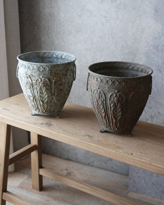 【ブリキ鉢】ジャンヌアンティーク　M （内径 φ18.5cm）