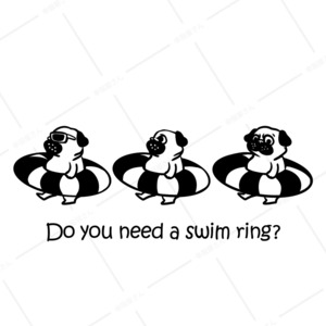 三つ子のパグ 海水浴 Tシャツ dog86 海 夏休み 犬 ブヒ ゆるい 手描きイラスト パグ 犬好き 犬服