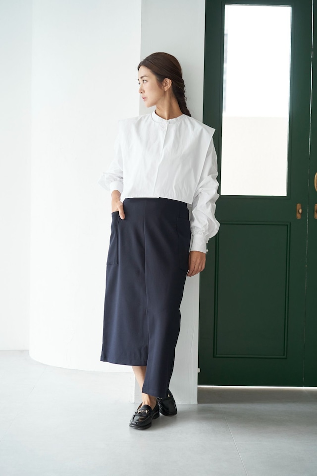 残りわずか Asymmetry Tight Skirt- NAVY