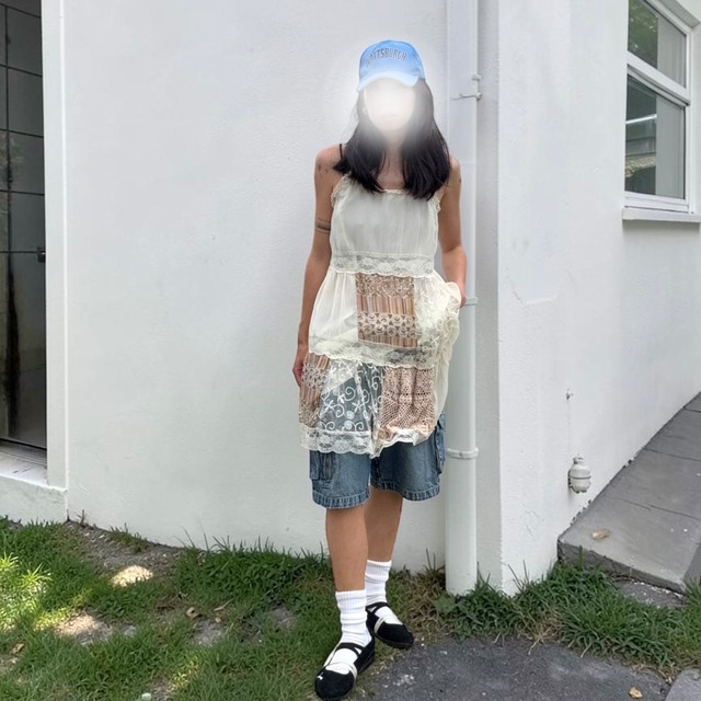 【LADIES】Vintage Denim Utility Shorts - Oversized Fit
