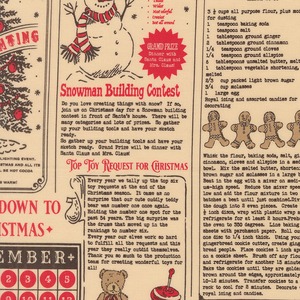 限定数3のみ！USAコットン Holiday Cheer North Pole News  ナチュラルX黒 55 X45cmカット販売