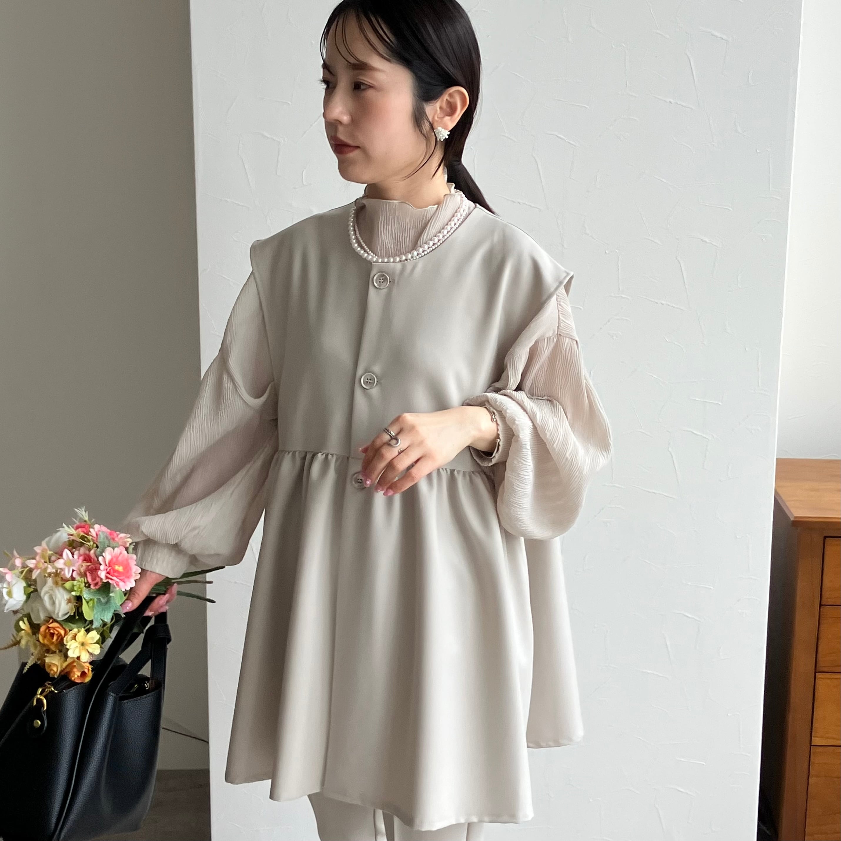 ペプラムギャザーベスト※こちらは単品です※【bel-hr-0616-z】メール便