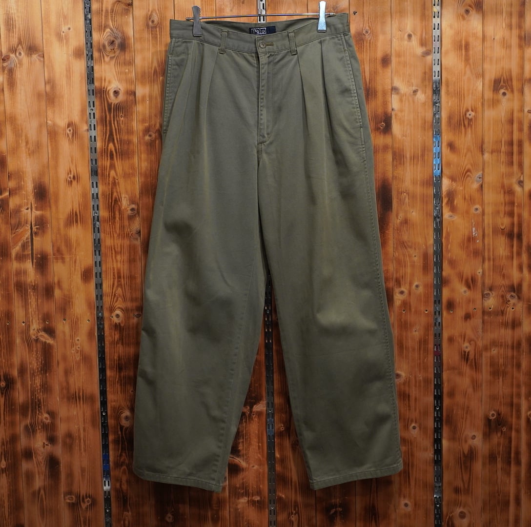 90s ralphlauren 初期 ポロチノ polo chino W74 29インチ /ラルフローレン オリーブ グリーン
