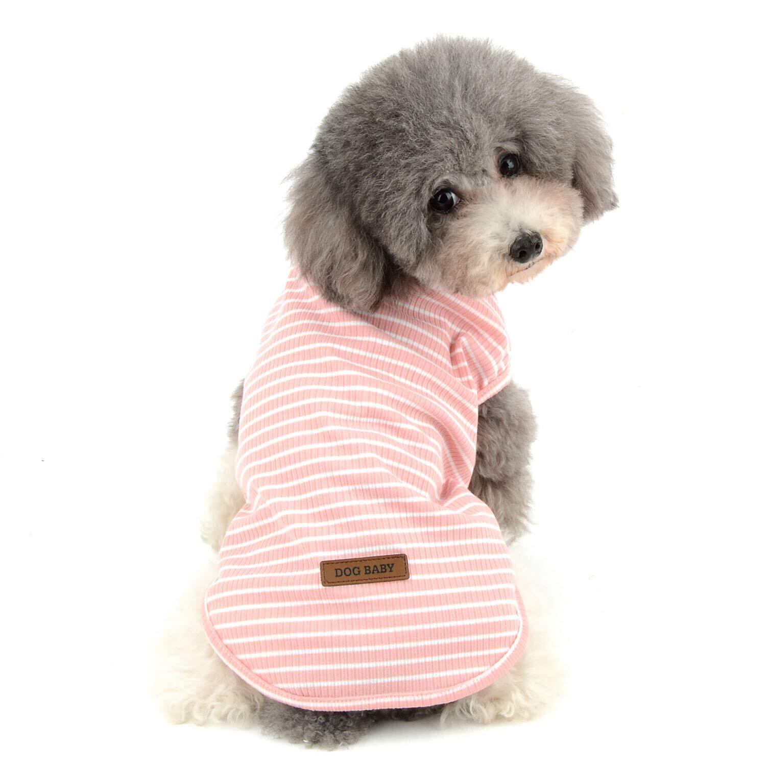 【新着特価】RANPHY縞柄ペット服 柔らかい Tシャツ 愛犬 小型犬 可愛い半袖 タンクトップ 両足のペット服 春夏プルオーバー 犬用 わんこ服 通気 散歩 お出かけ 吸水 速乾 ベス ト ペット用品