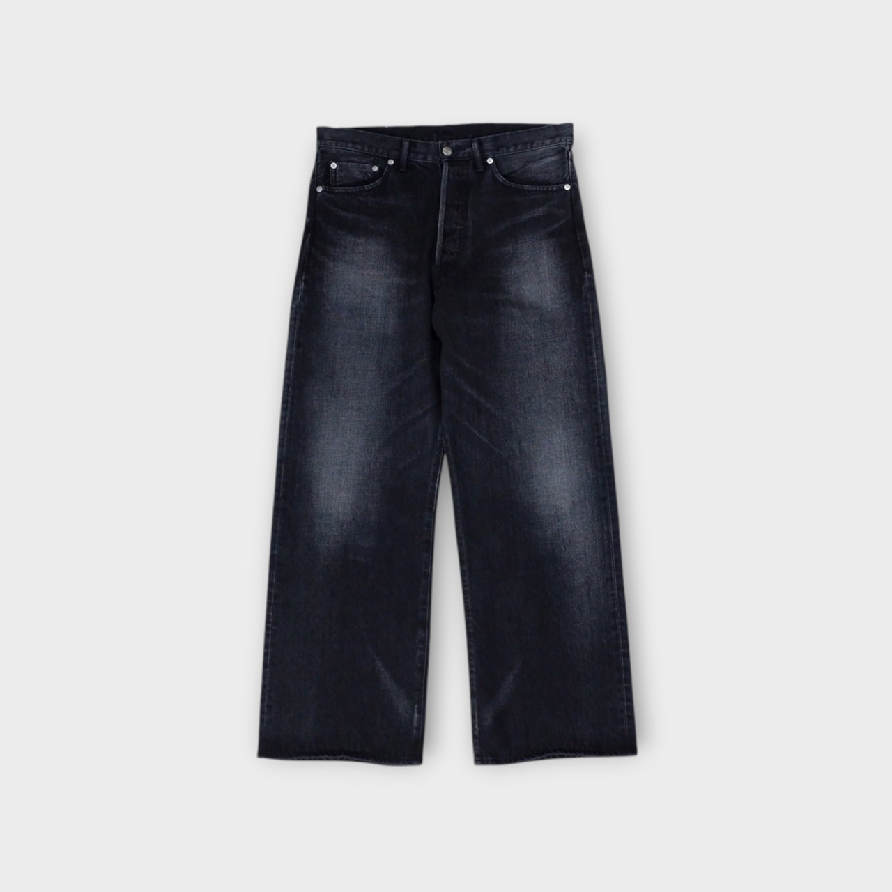 Graphpaper【Selvage Denim Five Pocket Wide Straight Pants-Black DARK FADE】