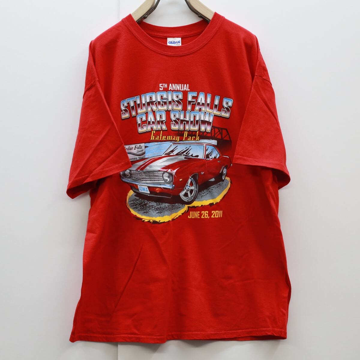 ギルダン 2000年代 プリント Tシャツ クラシックカー 赤 レッド XL ...