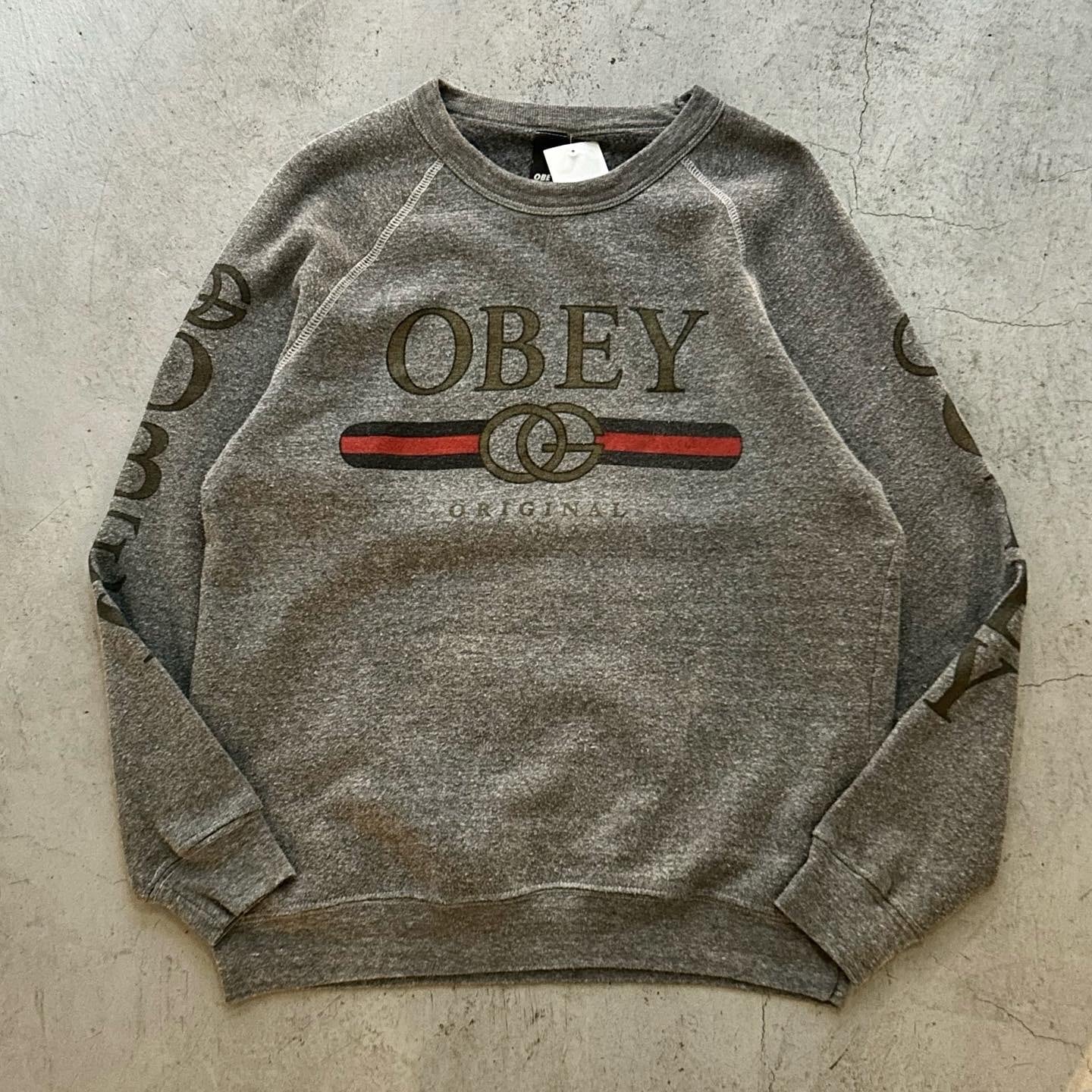 2000s OBEY "1980s Bootleg Gucci Parody" raglan sleeve sweat【高円寺店】
