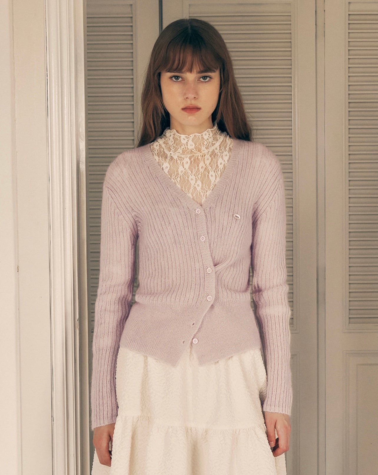 ROLAROLA] MOHAIR BLENDED TWO WAY BUTTON CARDIGAN PINK 正規品 韓国