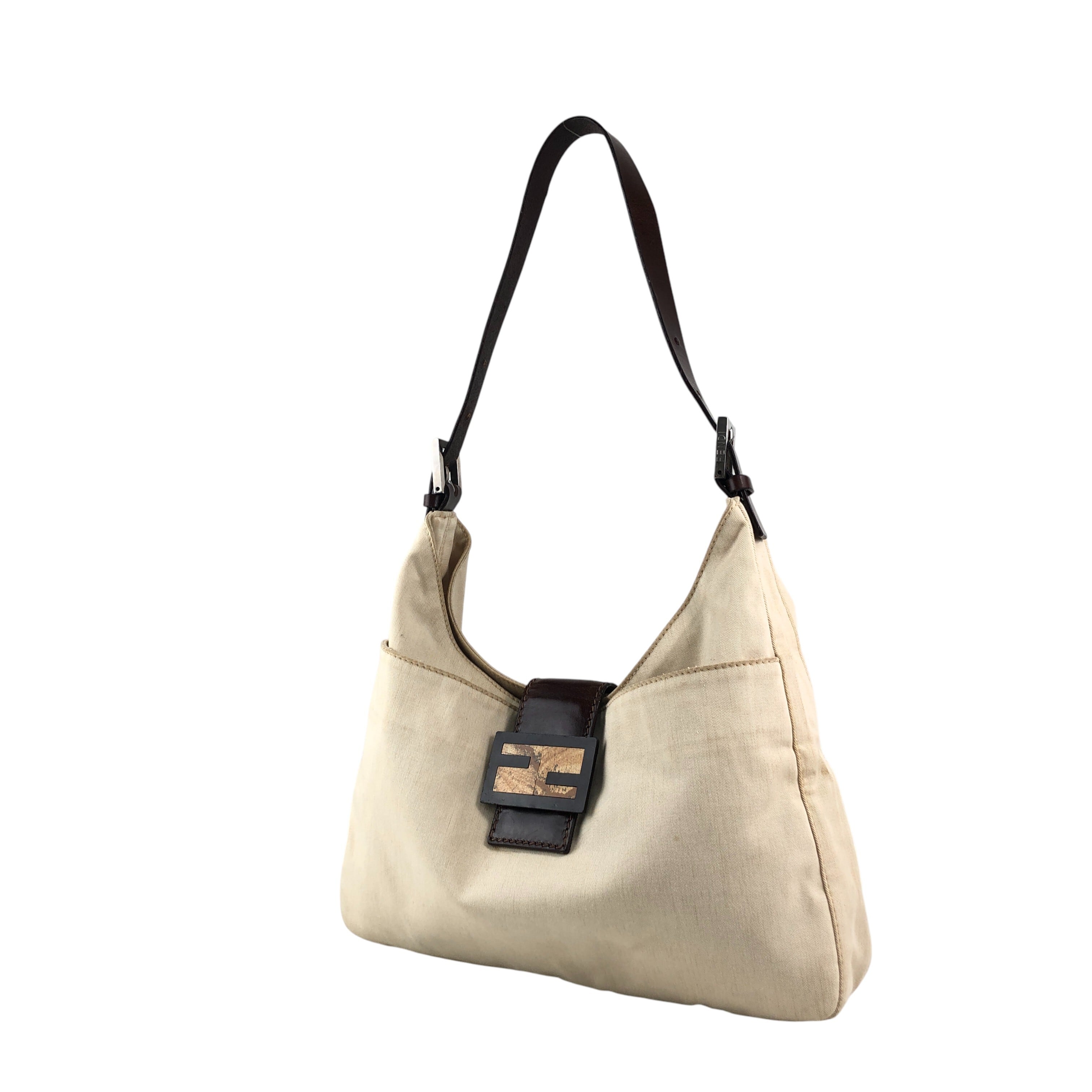 FENDI フェンディ ショルダーバッグ ベージュ FFロゴ キャンバス