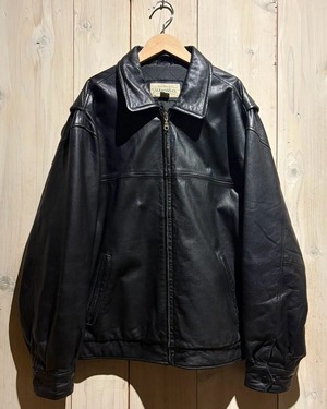 【a.k.a.C.a.k.a vintage】"ST JOHN'S BAY" Vintage Loose Zip Up Leather Jacket
