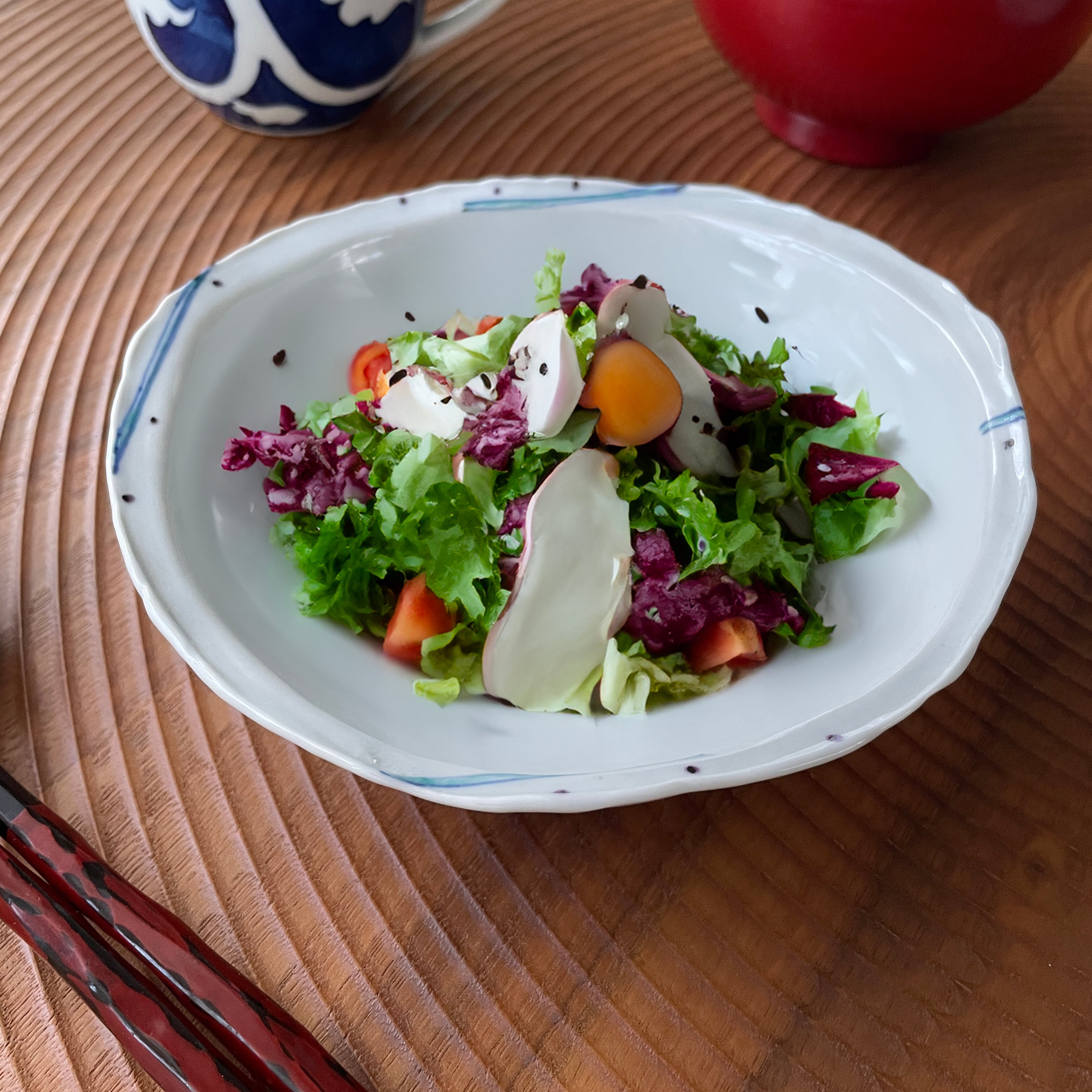 松尾貞一郎 ｜ やわらか浅鉢（5，5寸変形浅鉢） 約16cm（渕点線紋
