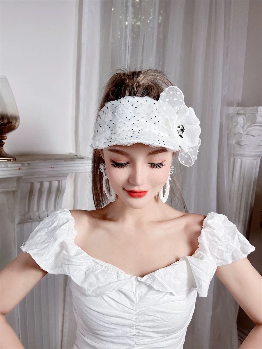 サンバイザー 水玉 カメリア ドット カチューシャ フラワー カメリア