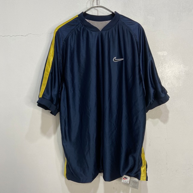 90s NIKE リバーシブルゲームTシャツ メッシュT 紺 シルバー M