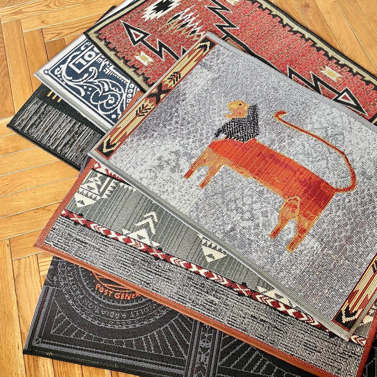 トゥーゴーマット NATIVE RED｜ラグ 織りマット 綿 フロアマット 玄関