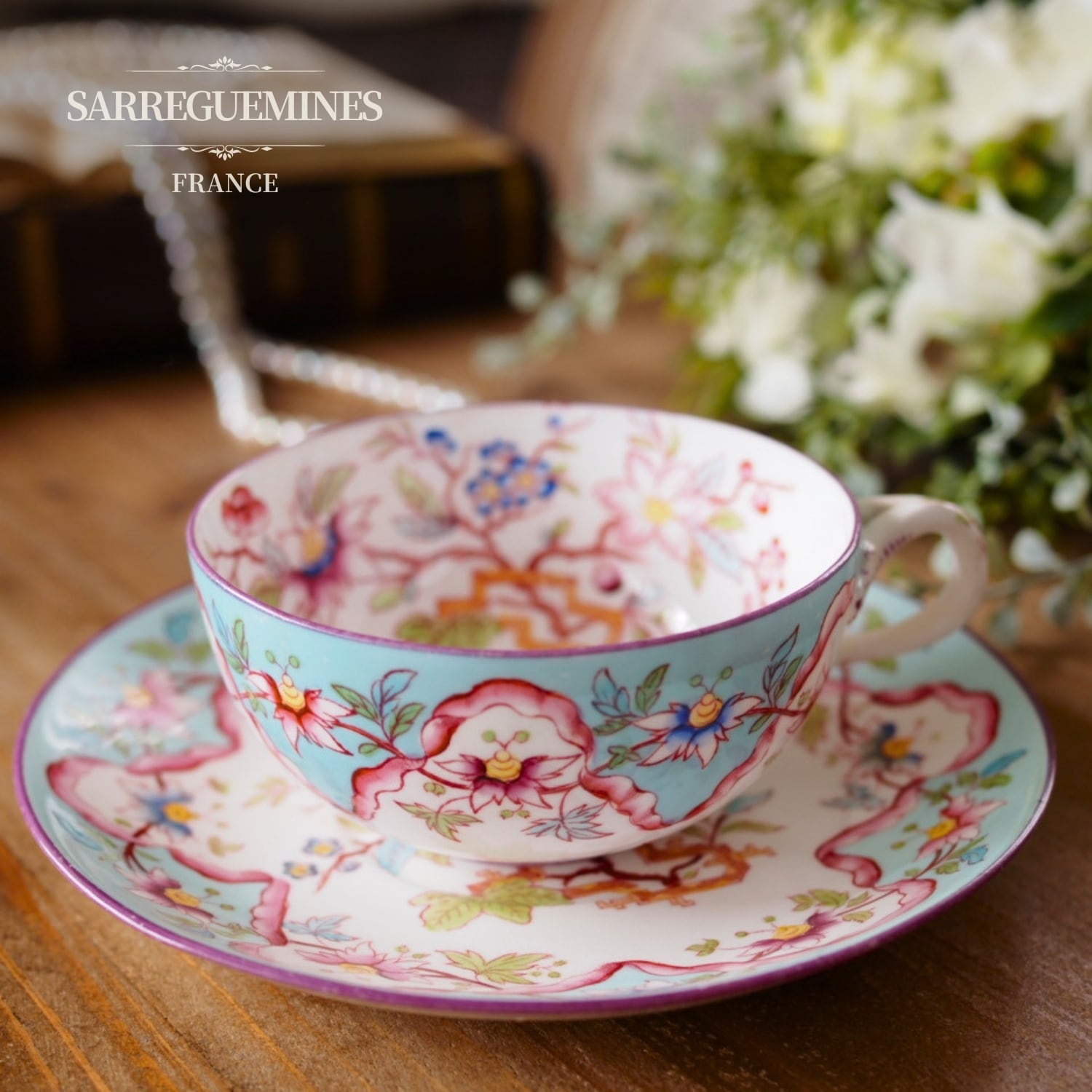 ◆【希少】古城の描かれたティーカップ＆ソーサーセット 花食器アンティークレトロ② antique FEELPORT アンティーク食器の専門店