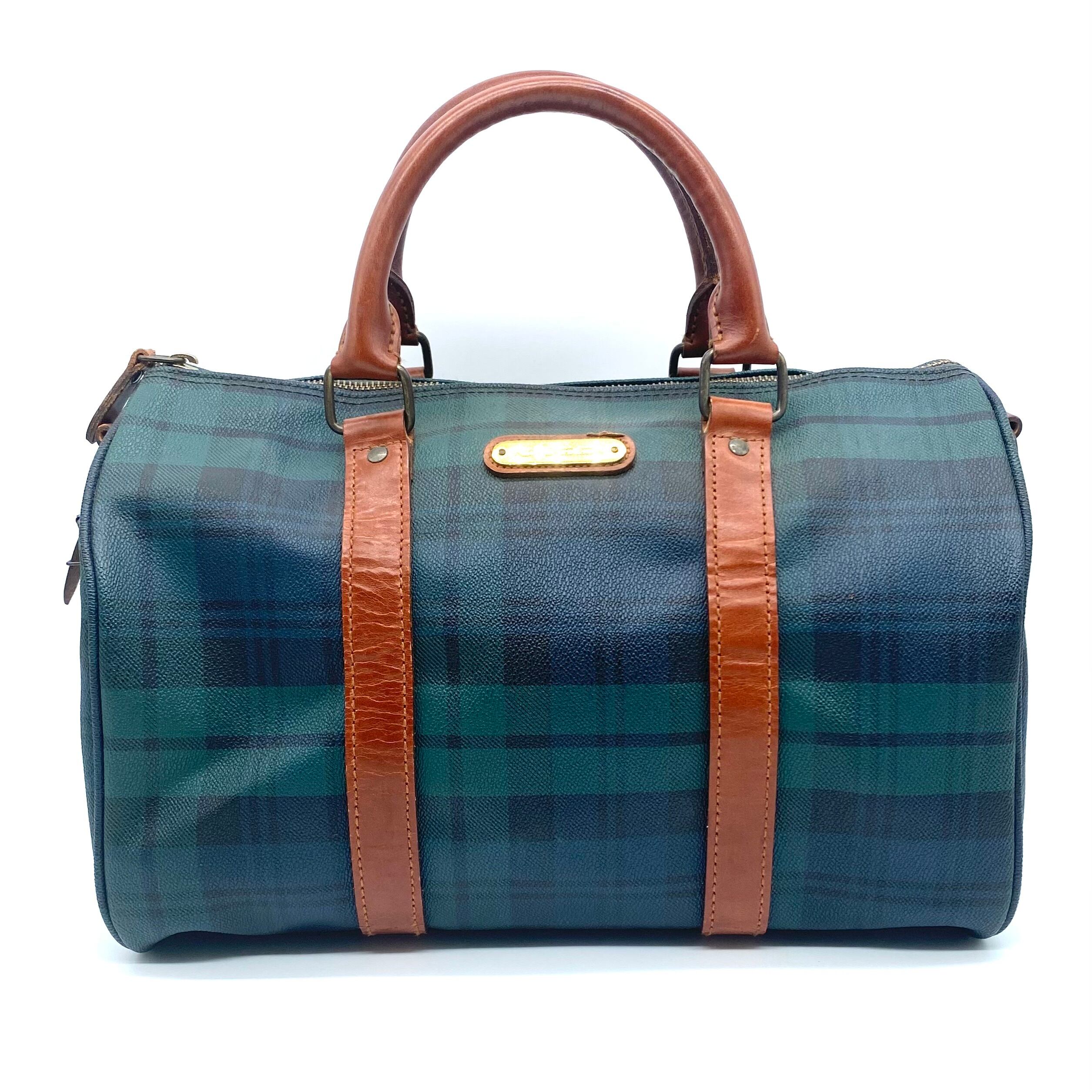 lasserre ボストンバッグ グリーン系チェック 大きめ