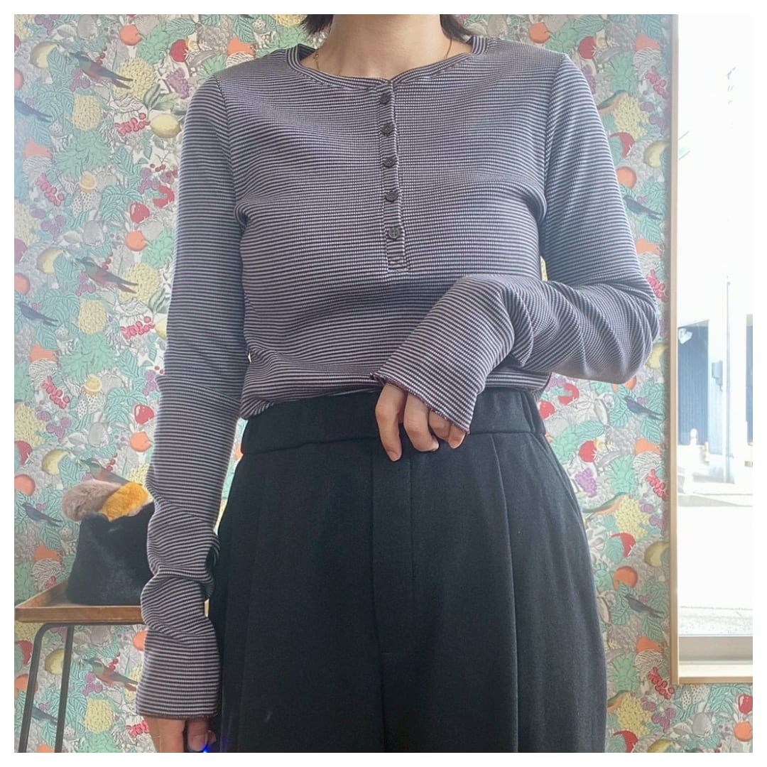 【CLOCHE】ボーダーヘンリートップス