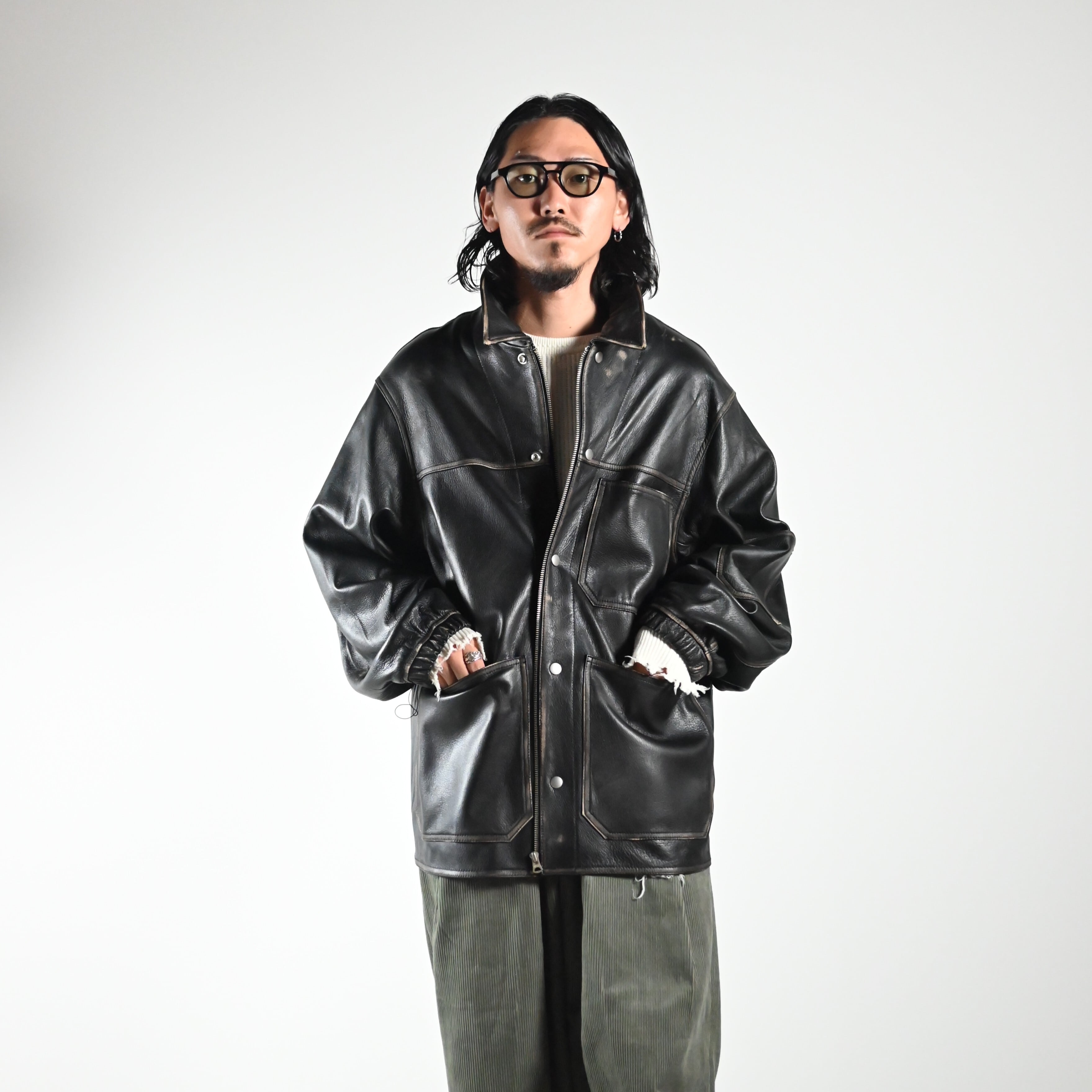 barbell object(バーベルオブジェクト)leather coverallコーディネート