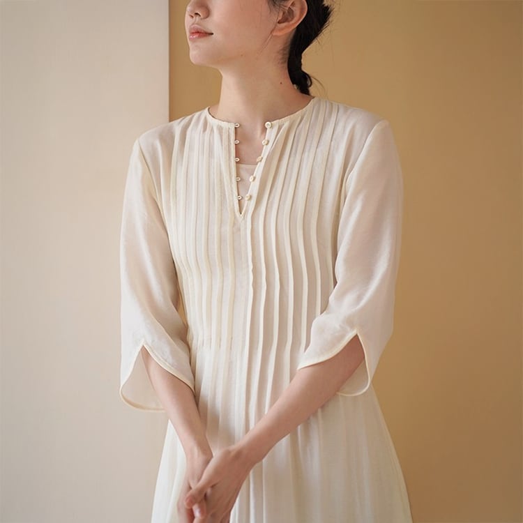 ペタルスリーブ タックラインドレス No.5344