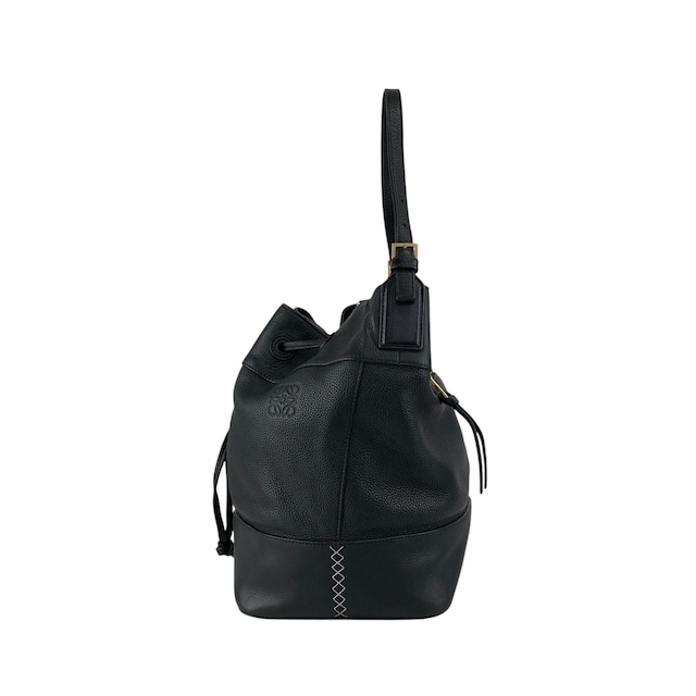 LOEWE ロエベ ショルダーバッグ ブラック アナグラム レザー 巾着 vintage ヴィンテージ オールド kwnn6u