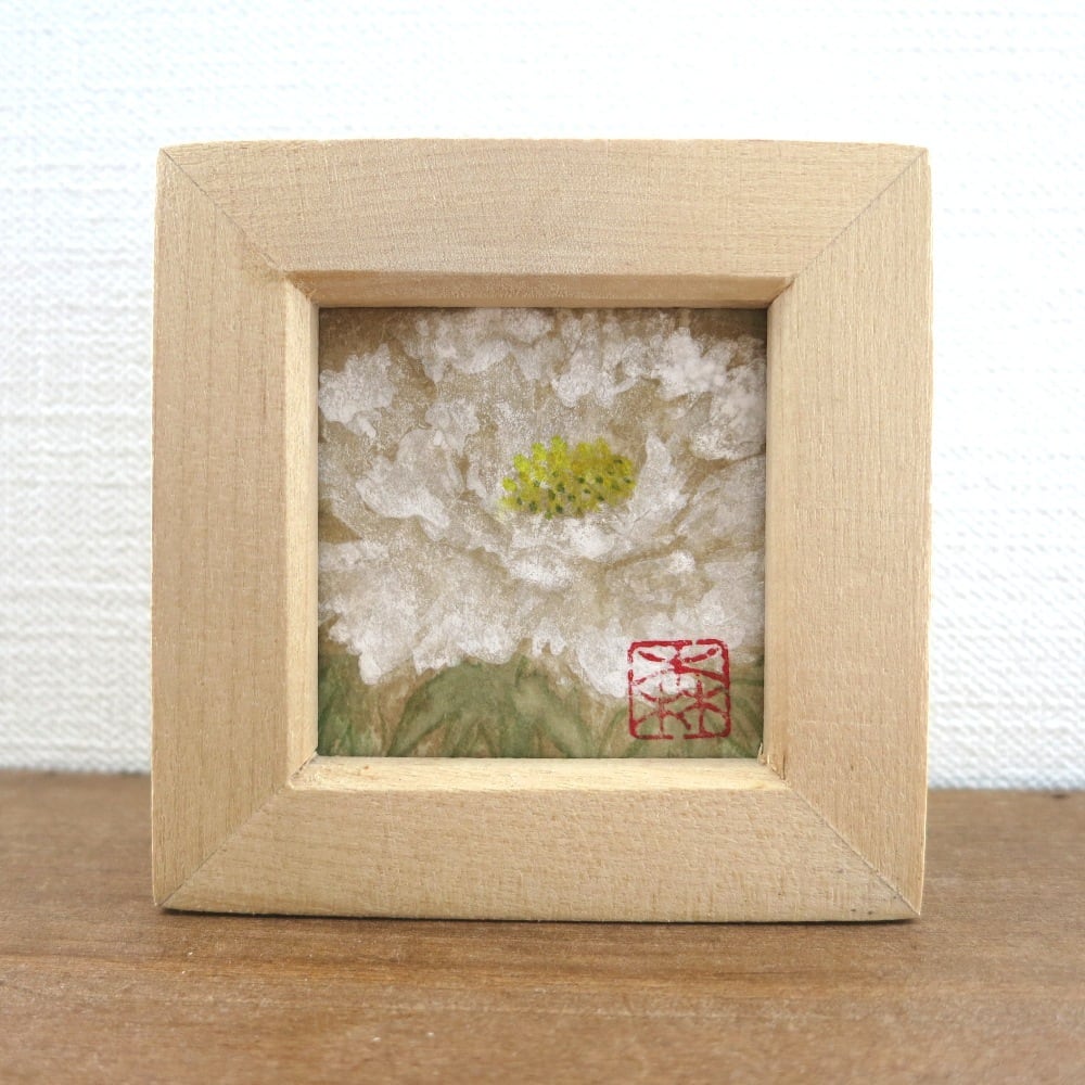 日本画原画】白牡丹ー静けさの中に花開くー ミニ原画 和モダン