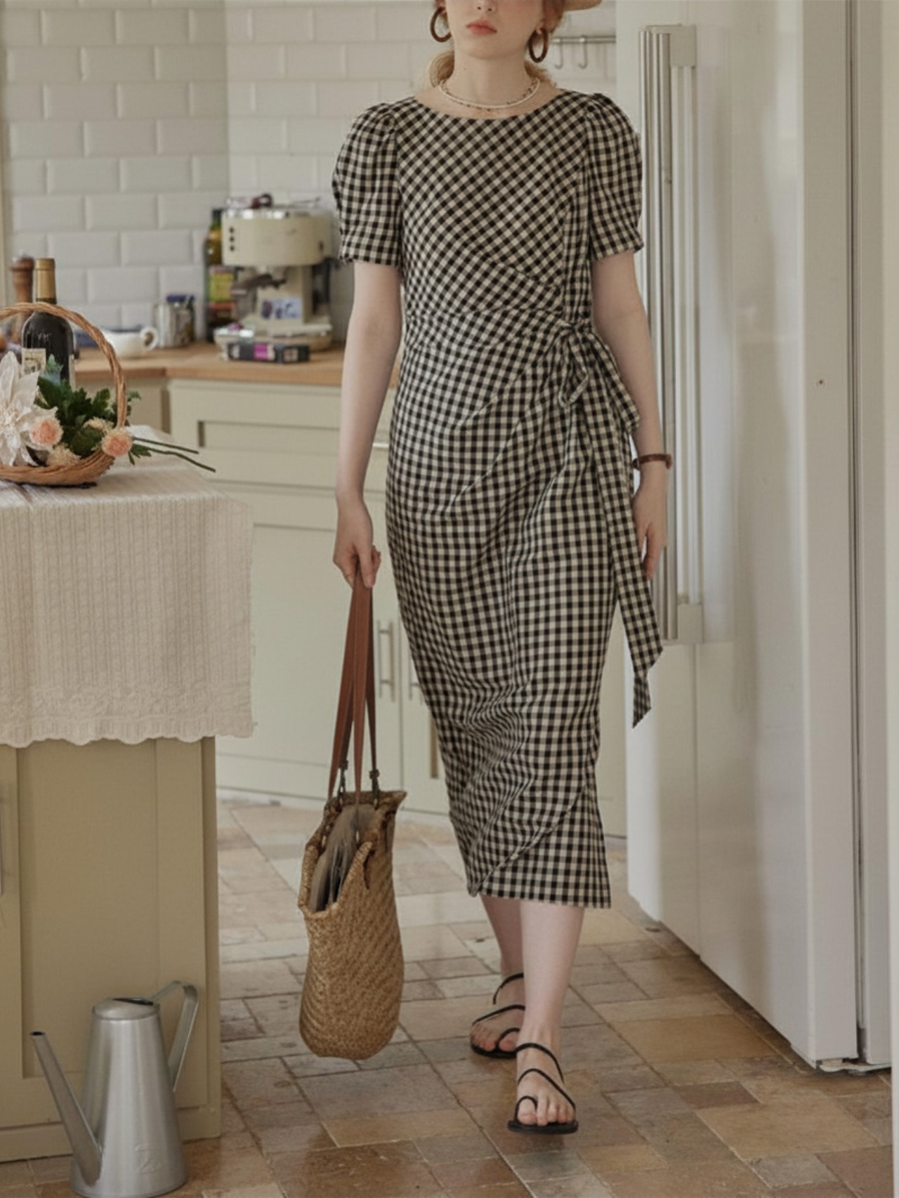 Campagne Gingham Wrap Dress F0690