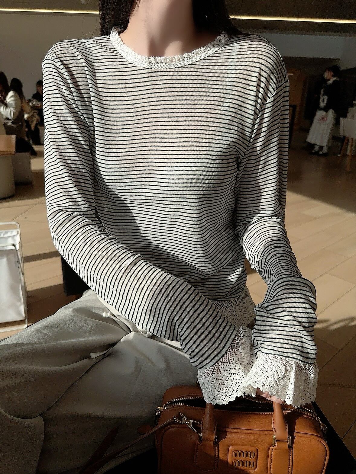 Flank lace combi tee / ivory(4月中旬頃発送予定)