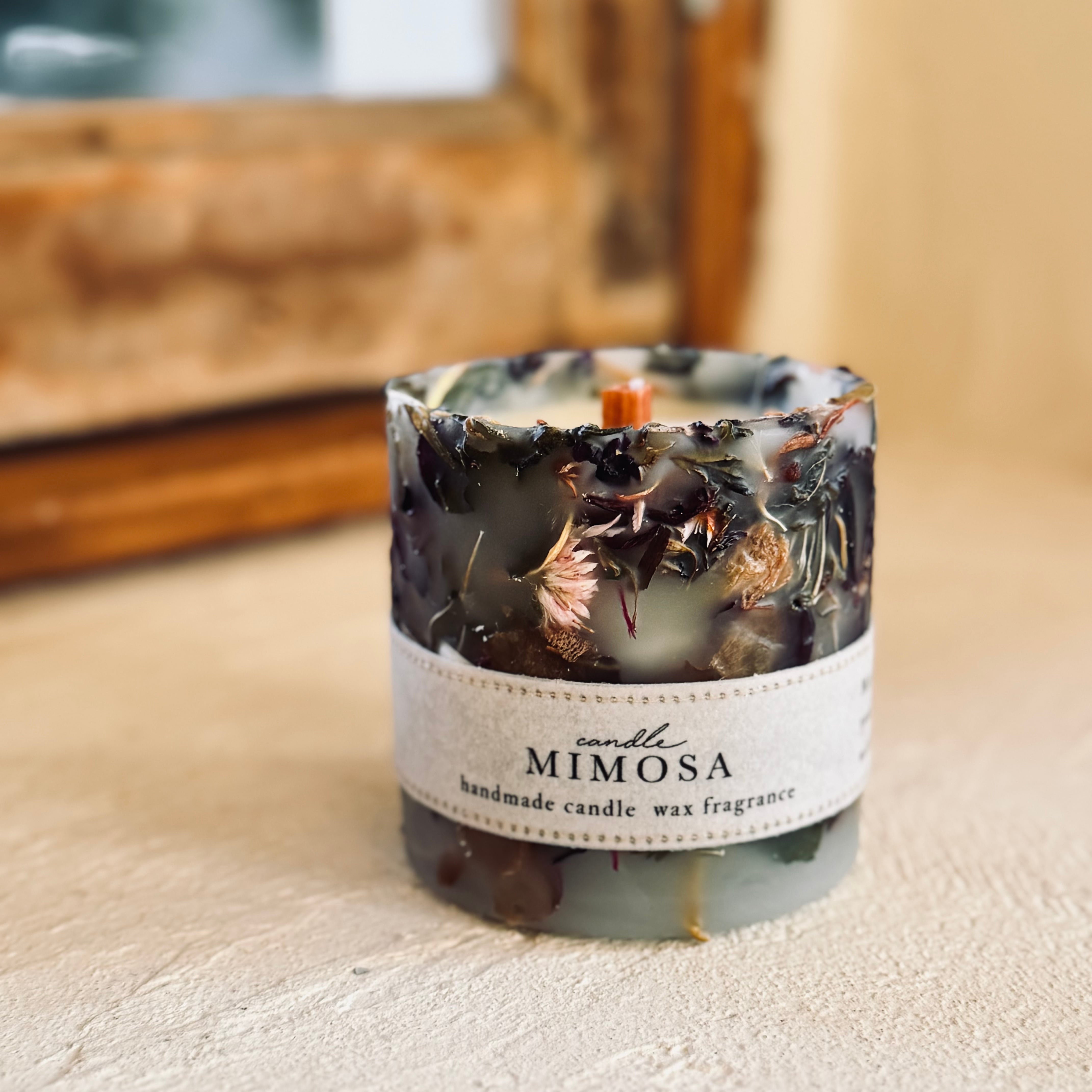 Woodの香り】ボタニカルアロマキャンドル/φ7×8cm | candleMimosa
