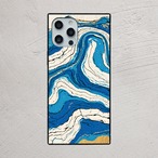 受注生産 iPhoneケース ブルーウェーブの抽象アート｜波柄 PABS069A
