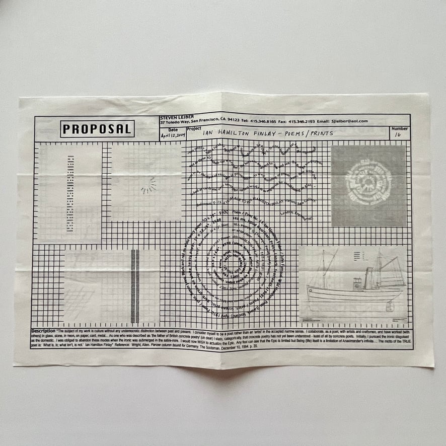 【 エフェメラ 】スティーブン・ライバー、Proposals16 " IAN HAMILTON FINLAY - POEMS / PRINTS"  Steven Leiber 2004 [3100218]