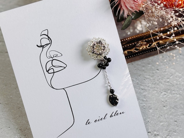 華やか天然石の印象UPイヤリング オニキス シルバー 華やか天然石の印象UPイヤリング オニキス シルバー