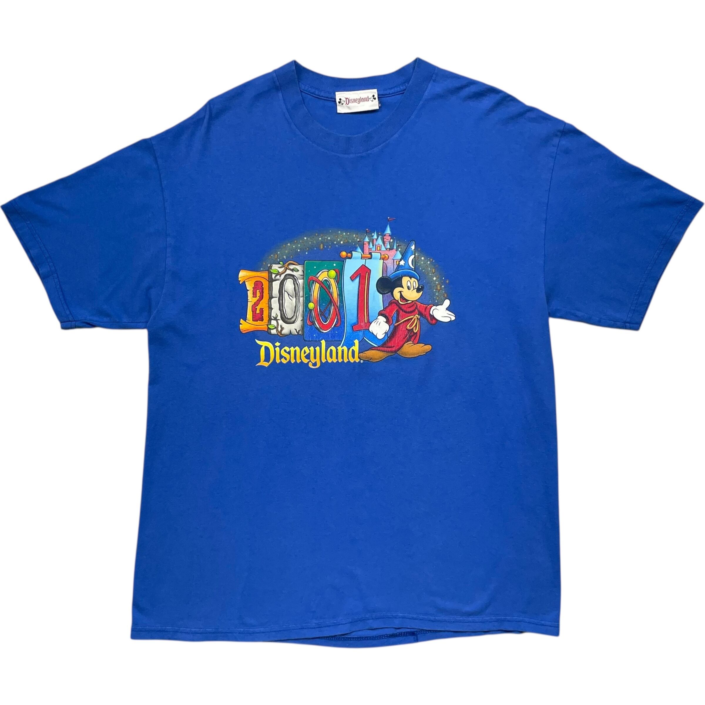 《L》 Disney ディズニー Tシャツ ミッキー フロントプリント ブルー USA製 no.7362