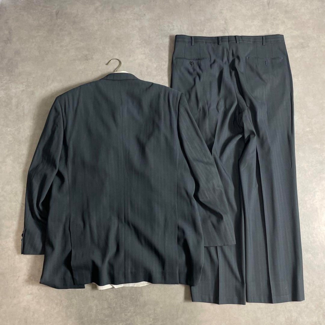 vintage】セットアップ ダブルスーツ グレー 成人式 ピンズ ネクタイ 